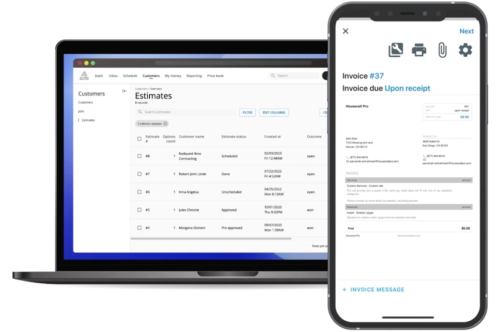 Housecall Pro invoicing software for electrical contractors