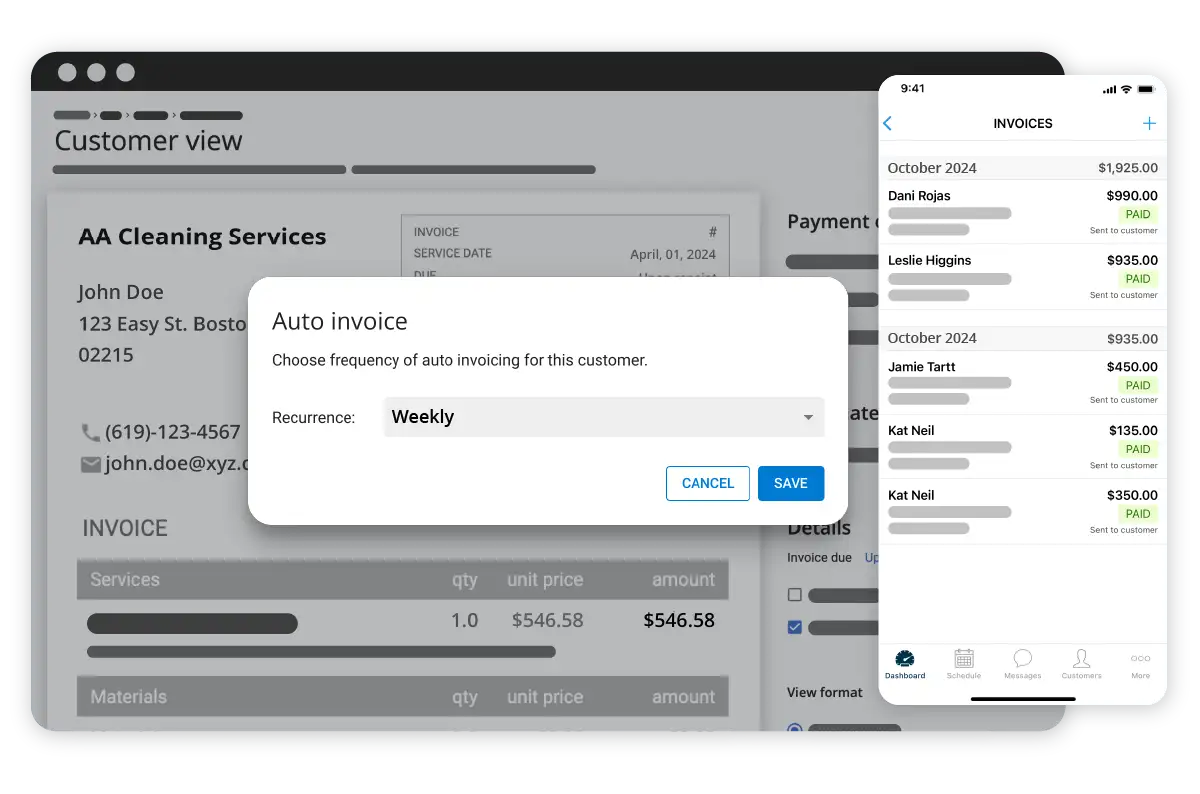 Cleaning business invoice software
