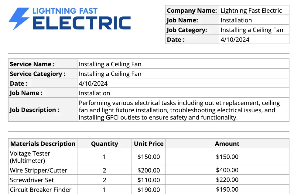 Electrician Flat-Rate Pricing Template - Housecall Pro