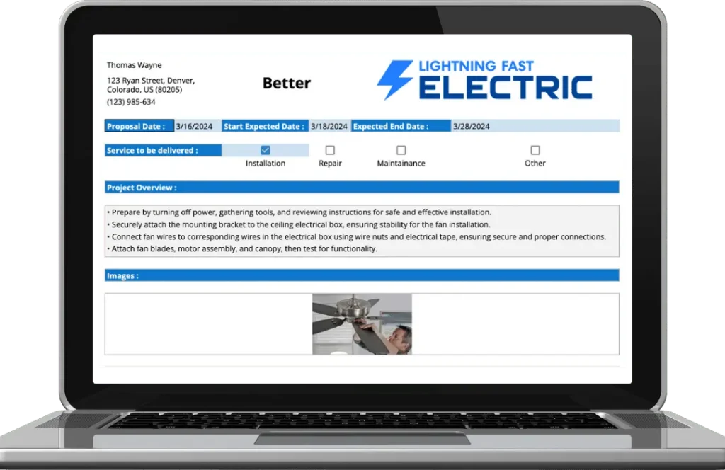 Electrical proposal template from Housecall Pro