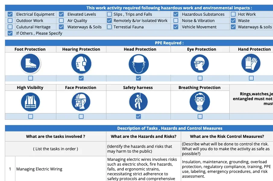 SWMS electrical template - Housecall Pro