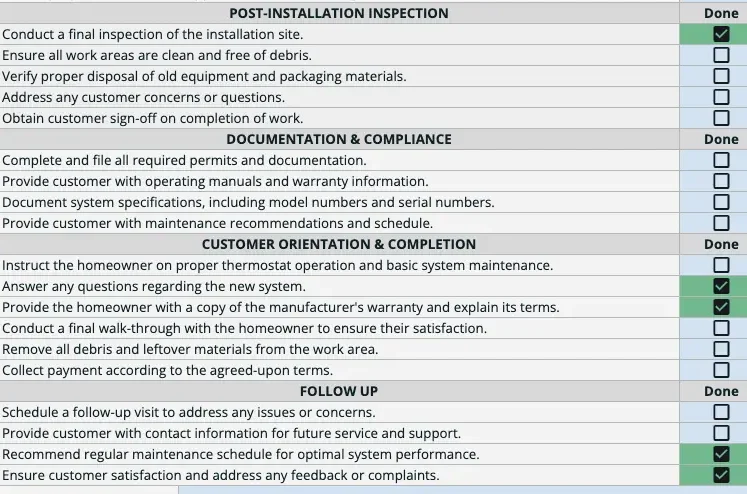 HVAC Changeout Checklist Template - Housecall Pro