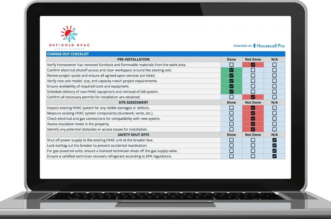 Checklist for HVAC Changeout Template (Free Download) - Housecall Pro