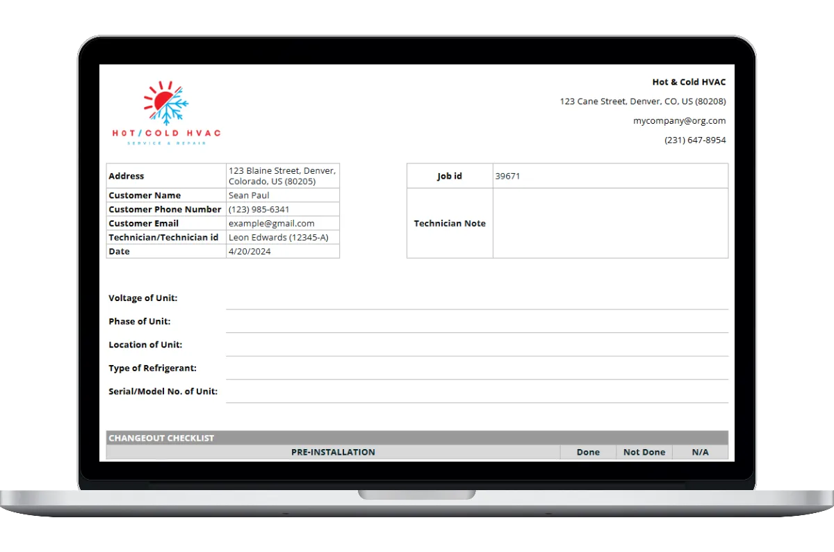 HVAC Changeout Checklist Template - Housecall Pro