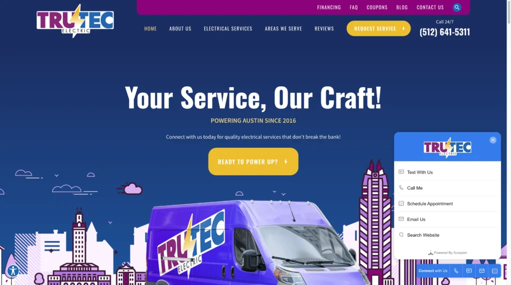 TruTec electrical contractors in Austin homepage